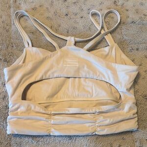 Elegant Cream Strappy Sports Bra